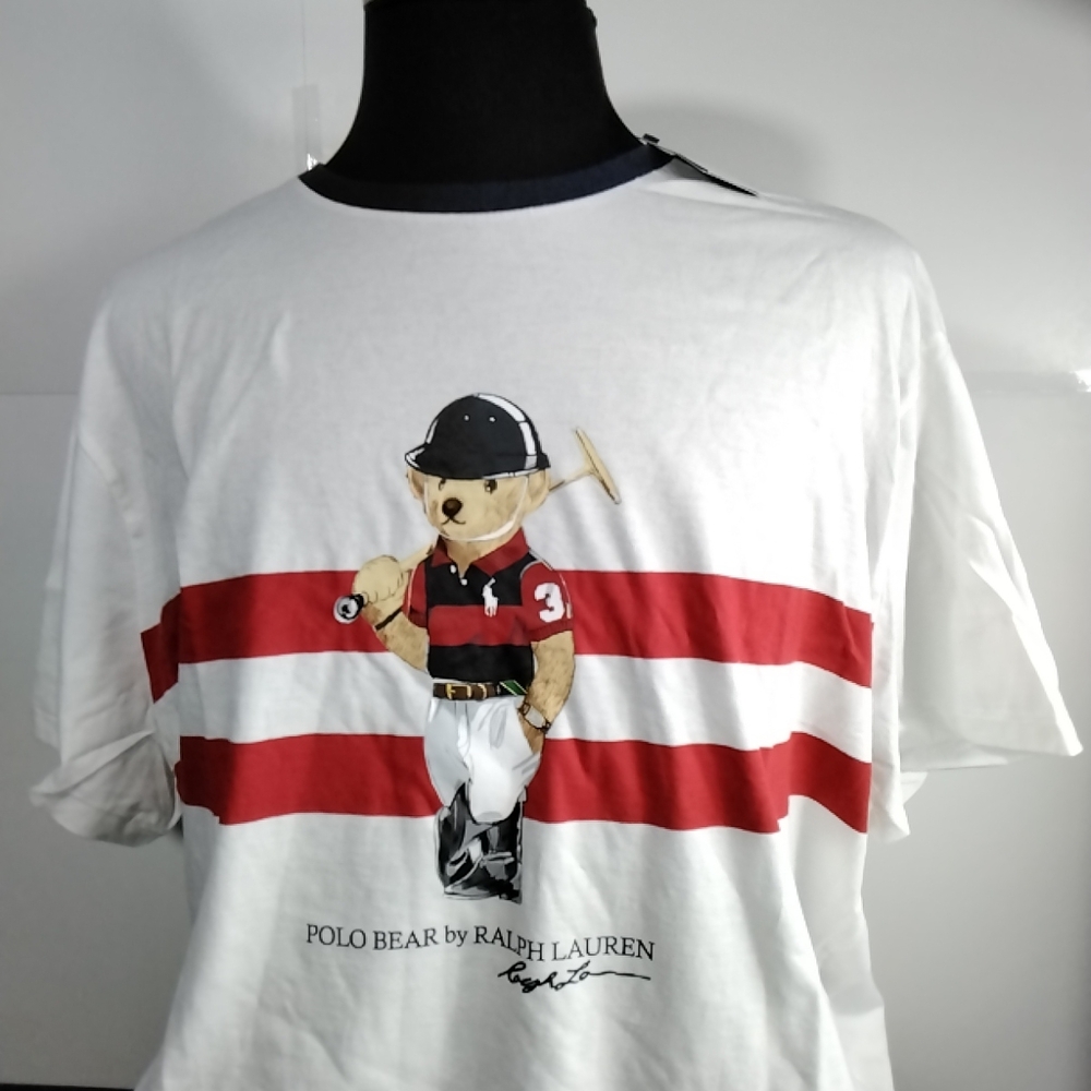 Ralph Lauren White and Red Polo Bear Tee